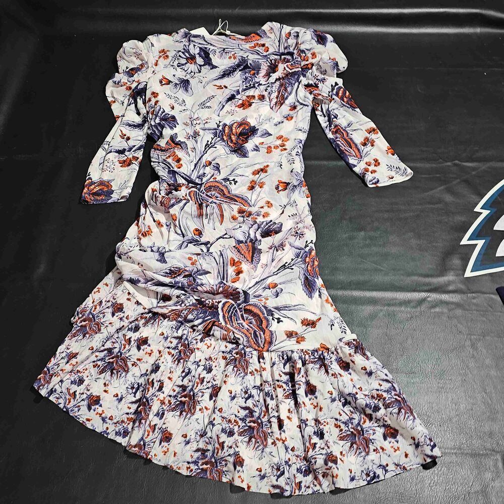 NWT Diane Von Furstenberg Toile‎ Bouquet Ivory Multi Lila Dress Large - Picture 2 of 5